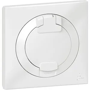 Prise de courant 2P+T à puits dooxie 16A IP44 livrée avec plaque carrée blanche – Image 4
