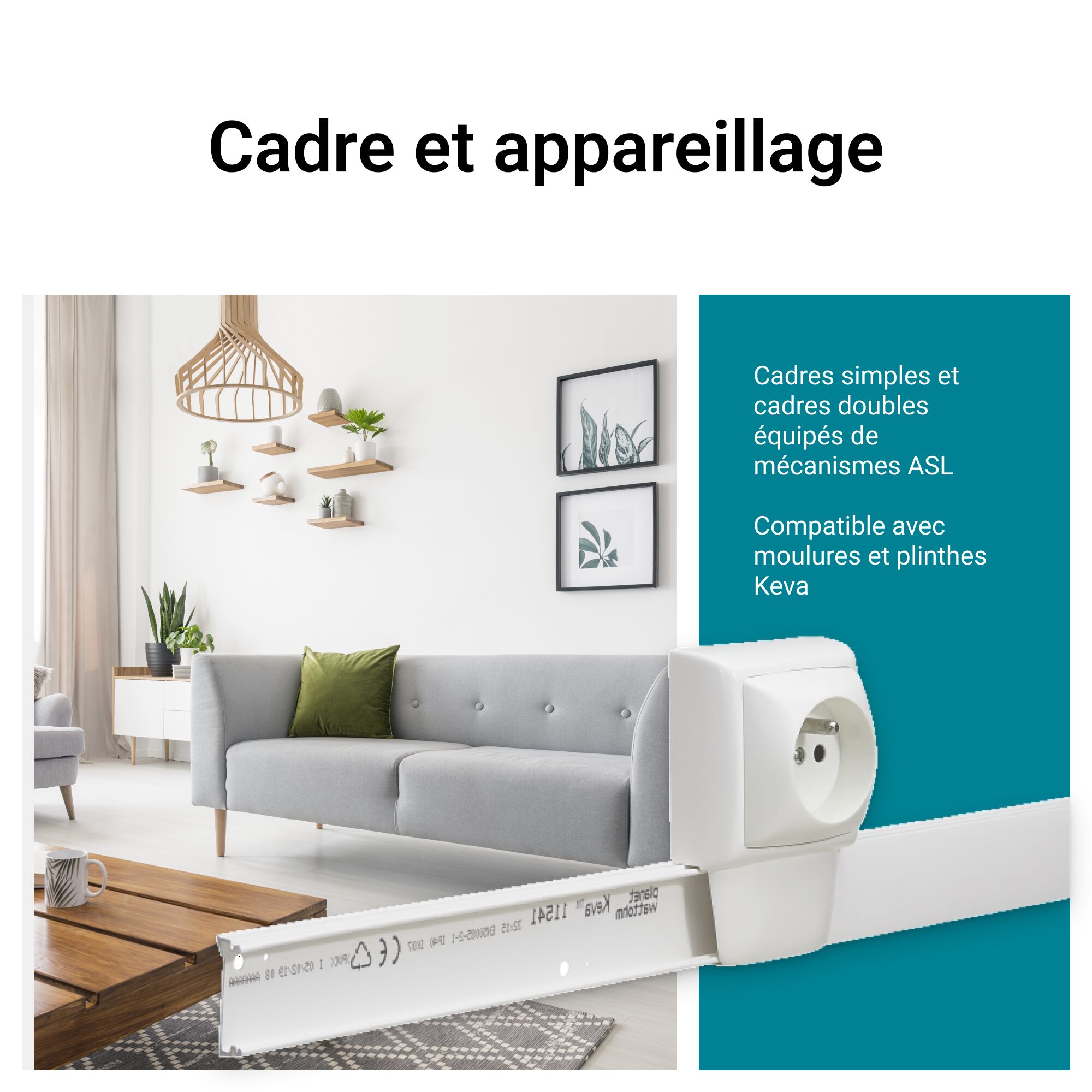 Moulure Keva 32mmx12mm-Fond+couvercle-1 compartiment-Longueur 2,10m-Blanc Artic – Image 4